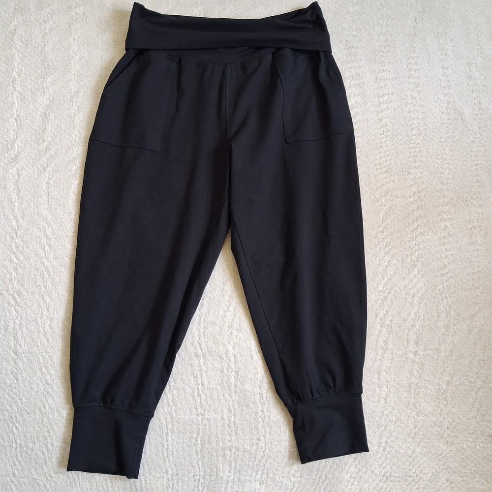 aerie offline black foldover short court crop athletic jogger sweatpants large